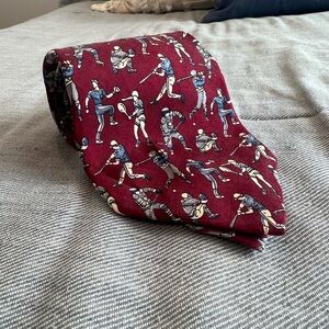 Vintage 100% Italian silk baseball hockey novelty necktie made in USA